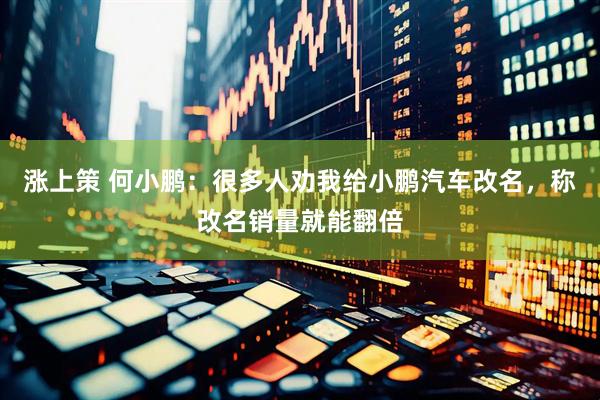 涨上策 何小鹏：很多人劝我给小鹏汽车改名，称改名销量就能翻倍
