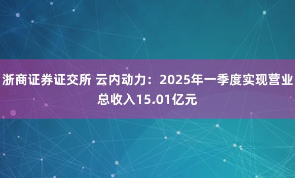 浙商证券证交所 云内动力：2025年一季度实现营业总收入15.01亿元